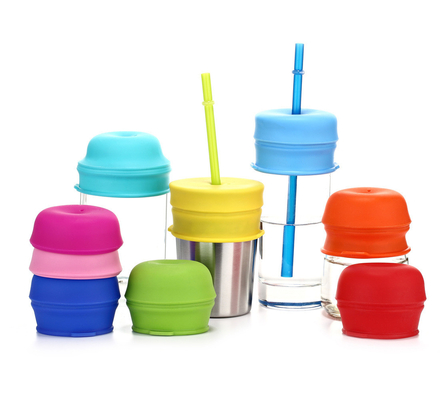 Coppe di silicone Sippy Straw Coppe per bambini Bambini Coppe da bere Coppe ripetibili a prova di fuoriuscita Yeti Rambler Mason Coppe Tazze Coppe