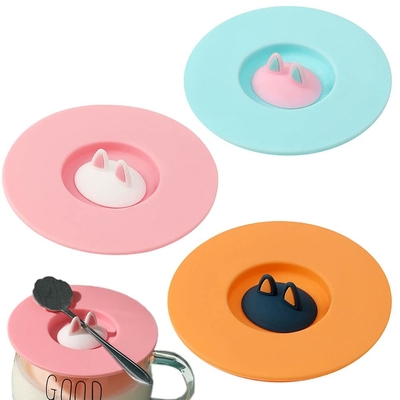 Un buon prezzo. Capo in silicone Coperchi di tazza Coperchi di tazza riutilizzabili Coperchi di tazza di caffè tè Acqua Coperchi anti-polvere Cute Cartoon Design per tazza di vetro Tazza di caffè in linea
