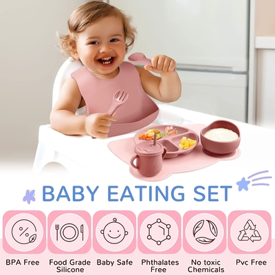 Un buon prezzo. Busbana francese leggera e piastrina dell'insieme del padellame del silicone regolabili per il bambino in linea