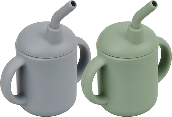 Silicone Straw Cup With Handles Lightweight del bambino infrangibile