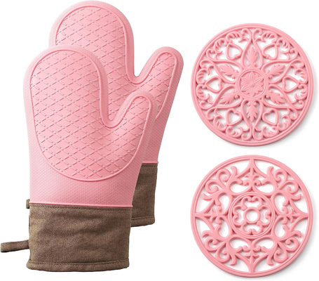 Un buon prezzo. Forno a silicone resistente al calore Guanti e porta piatti Set barbecue Guanti da forno Silicone utensili per la cucina utensili per la casa in linea