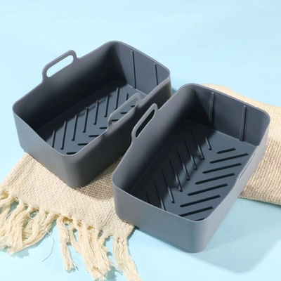 Un buon prezzo. Air Fryer Silicone Rivestimenti rettangolari per Foodie Doppio, riutilizzabile Air Fryer Vaso di sostituzione paniere da forno inserito nel cestino in linea