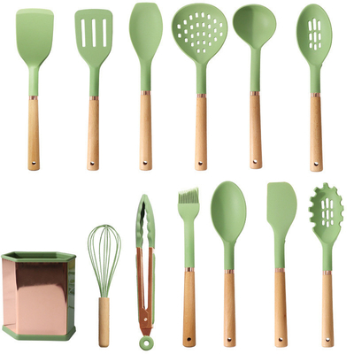 Un buon prezzo. 13 Pcs Silicone utensili da cucina Apparecchi da cucina Set di utensili da cucina Gadgets e utensili da cucina Turner Tongs, Spatula, Cucchiaio, Spazzola in linea