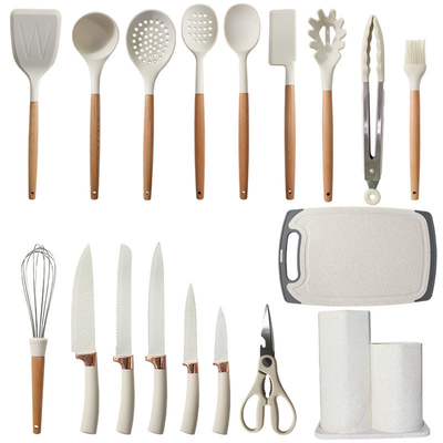 Un buon prezzo. 19Pcs Kitchen Utensil Set Facile da pulire utensili da cucina in legno, utensili da cucina per utensili da cucina non appiccicosi gadget da cucina in linea