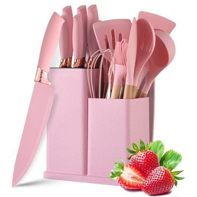 Un buon prezzo. 19pcs Non-Stick Silicone utensili da cucina Spatula Set con porta, manico di legno Silicone gadget da cucina in linea