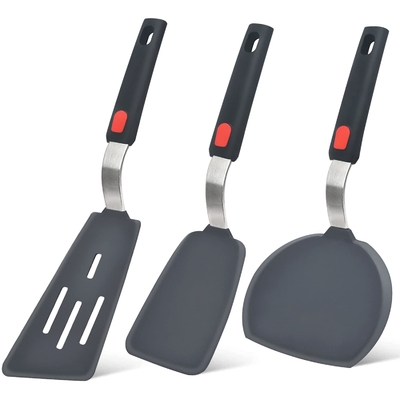 Un buon prezzo. Spatula di silicone Turner Set di 3 Spatule di cucina resistenti al calore per utensili da cucina non appiccicosi Grandi utensili da cucina flessibili in linea