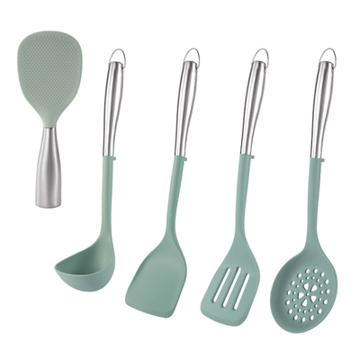 5pcs utensili da cucina antiaderenti utensili da cucina in silicone set utensili da cucina in silicone utensili da cucina regalo con maniglia inossidabile
