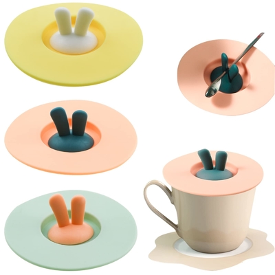 Un buon prezzo. Coppe in silicone Coppe alimentari orecchie di coniglio Coppe in silicone Copper anti-polvere sigillo ermetico Tazze da tè Tazze calde Coppa di coperta Tazza di caffè in linea