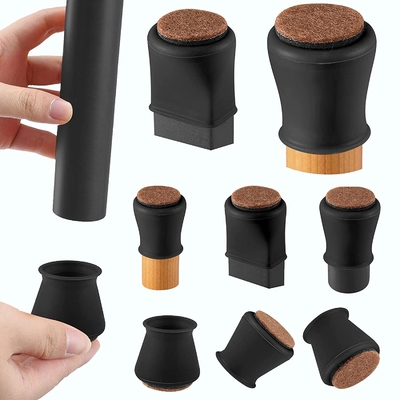 Protezioni per gambe da poltrona in silicone Protezioni per gambe da mobili con feltro Nera Pad per gambe da tavolo Marrone