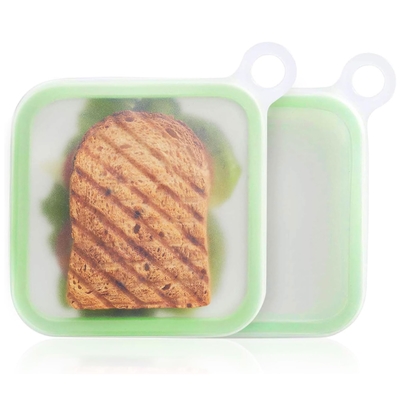 Microonde e lavastoviglie Contenitore di sandwich in silicone sicuro per le scatole da pranzo Sacchetti di stoccaggio in silicone riutilizzabili Contenitori da pranzo