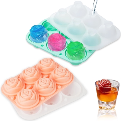 Stampi di cubo di ghiaccio di rosa di silicone per cocktail Whiskey XL Rose Flower Ice Cube Chocolate Soap Tray Stampo di silicone Party Maker