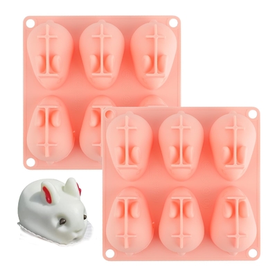 3D Mini Silicone Formica da Forno Per Mousse Torta Fondante Sapone Gelato Cioccolato Caramelle Coniglio Forme 6 Cavità