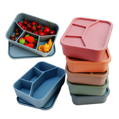 Un buon prezzo. Bento Box in silicone, scatola anti-fuga con coperchio, contenitore di stoccaggio diviso per bambini adulti. in linea