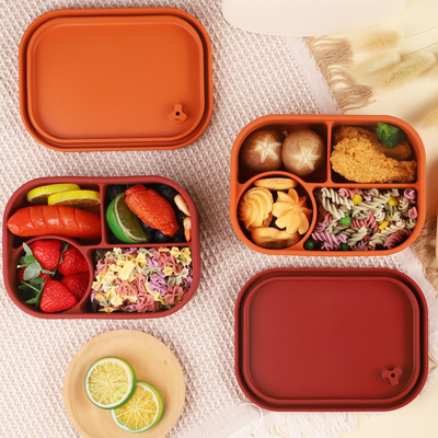 Scatola da pranzo in silicone frigorifero a microonde e lavastoviglie Contenitore alimentare sicuro con compartimenti Scatola da pranzo in silicone senza BPA