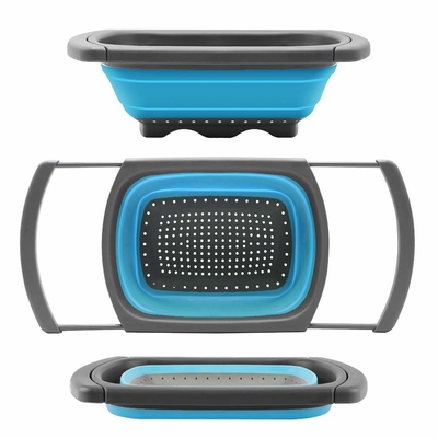 Sciacquone a colander pieghevole in silicone su lavandino Sciacquoni per frutta e verdura (6Quart) con maniglia estensibile
