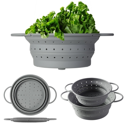 Colander pieghevole in silicone Set filtro alimentare e 9 pollici vaschetta di miscelazione 2pcs frutta verdura pasta filtro senza BPA