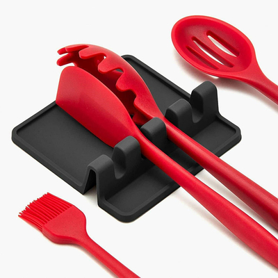 Un buon prezzo. BPA libero utensili da cucina di silicone riposo cucchiaio resistente riposo con tampone a goccia gadget da cucina utensili da cucina porta in linea