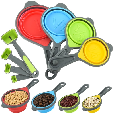 Un buon prezzo. BAP Libero Silicone pieghevole Tazze di misura morbide Cucchiai di misura Silicone utensili da cucina Strumenti di viaggio Tazze di misura in linea