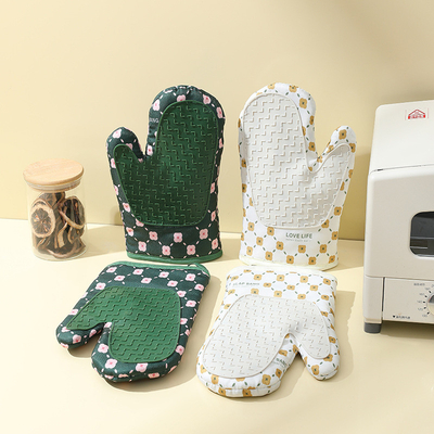 Un buon prezzo. Forno Mitts Forno Guanti BBQ Guanti di silicone cotone addensato doppio strato disegno non scivola Griffo tessuto guanti da forno in linea
