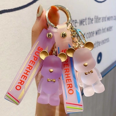 OEM Benvenuto Carino Portachiavi Diamante Orso Kawaii Portachiavi Bracciale Strappo Polso Lanyard