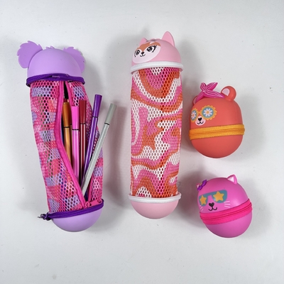Cartone animato rotondo matita di silicone scatola matita cassa matita sacchetto per bambini borsa di trucco immagazzinamento organizzazione scuola regalo di compleanno