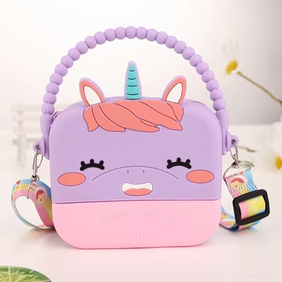Unicorn Casella di matita di silicone Organizzazione di stoccaggio Borsa crossbody Borsa a spalla Borsa da mano Natale Regali di compleanno per ragazzi Ragazze