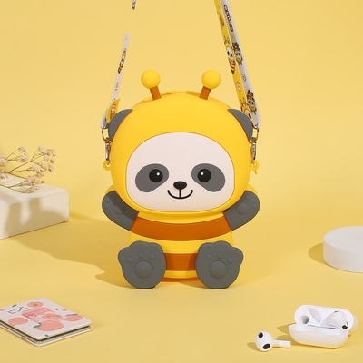Un buon prezzo. Cartoon Bee Silicone Coin Bag Bag Makeup Bag Crossbody Shoulder Bag Handbag Per Bambini Matita Borsa Case Supplies Scuola in linea