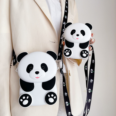 Panda Durable Compact Silicone Coin Bag With Zip Closure Crossbody Shoulder Bag Coin Wallet Bag Forniture per ufficio scolastico