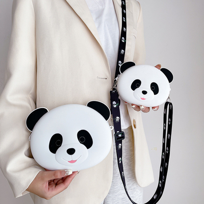 Cassa per matite in silicone resistente Panda per bambini Borsa a spalla Borsa da mano Borsa da monete Borsa portafoglio Borsa di rivestimento