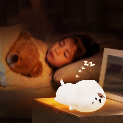 Un buon prezzo. Luce notturna per bambini luce notturna da cucciolo di silicone con 2 livelli di luminosità 7 colori Kawaii Lampada a contatto per camera da letto in linea