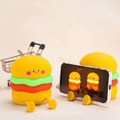 Un buon prezzo. Luce notturna per bambini lampadina da hamburger in silicone per bambini per ragazze ragazzi camera da letto squishy in linea