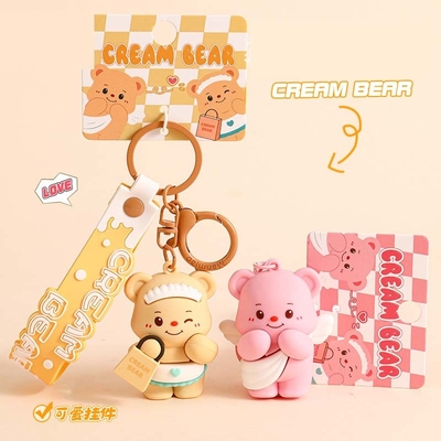 Cartoon Animal Pendant Key Ring Silicone Keychain in vari colori per donne e bambini