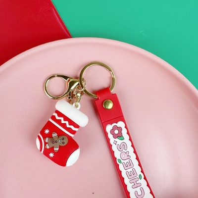 Carino sacchetto di silicone per Natale pendente portachiavi soffice Kawaii portachiavi per auto incantesimi per donne uomini regali natalizi per bambini