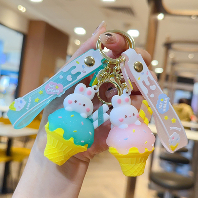 Un buon prezzo. Gelato Coniglio Carino Portachiavi Incantesimi Borsa di carta in silicone in linea