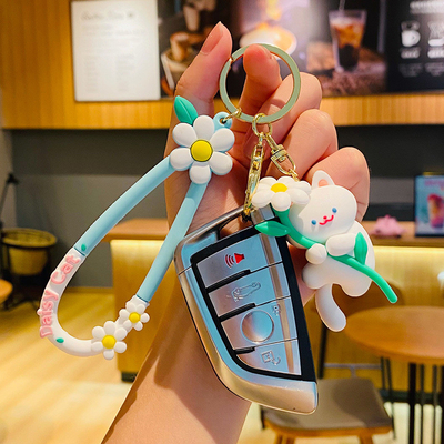 Un buon prezzo. Chiaviera in silicone personalizzata Accessoio Fiore di gatto Cartoon carino Chiaviera di silicone morbida Incantesimi in linea