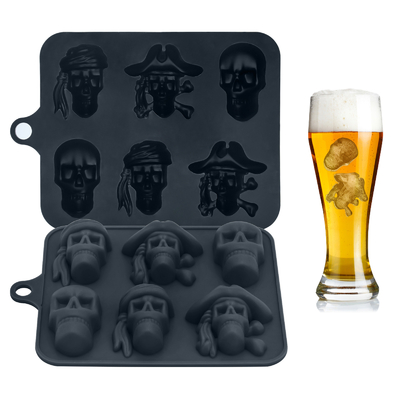 Piatto di ghiaccio in silicone 3D Skull Ice Mold-2Pack Easy Release per cocktail di whisky e bevande a base di succhi