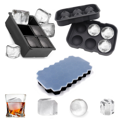 Un buon prezzo. Piatti di cubo di ghiaccio in silicone 3 pacchetti - Forme di cubo di ghiaccio in silicone di grandi dimensioni con tappo a prova di perdite piatto di cubo di ghiaccio quadrato rimovibile e libero da BPA per cocktail, whisky, ghiaccio flessibile impilabile in linea