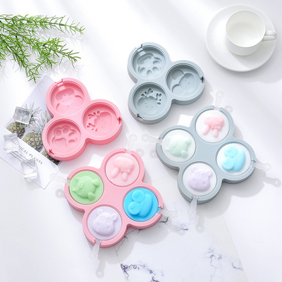 Un buon prezzo. Ice Cube Trays Set di 2, facile rilascio 4 Flessibile Silicone Ice Cube Formi con coperchio rimovibile Reutilizzabile Freezer Ice Trays Stackable per whisky, cibo per bambini, BPA Free in linea