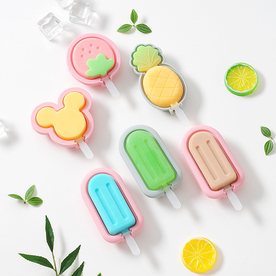 Un buon prezzo. Stampi di ghiacciole di silicone, formaggi di ghiacciole di ghiacciole riutilizzabili Set di muffe di ghiacciole di ghiacciole con tappo, facile rilascio BPA Free Cartoon Ice Cream Mold For Kids in linea