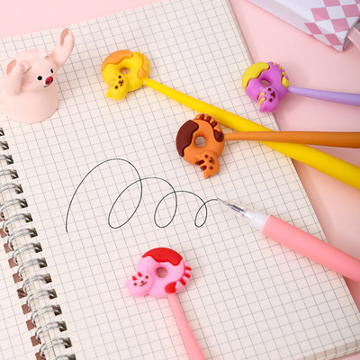 Carino cartone animato Silicone Gel Inchiostri Cartoon Animali Scrittura Penne 0,5 mm Stili Vari Penne Papeterie Per Ufficio Presente