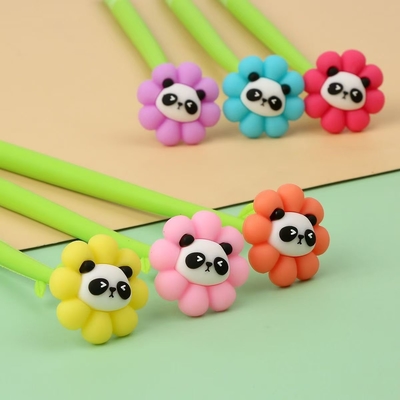 Panda Flower Pen Rose Shaped Ballpoint Pen Creativo Liquid Black 0.5mm Gel Ink Rollerball Pen Per Ragazze Donne, Servizi di Office School Decoration