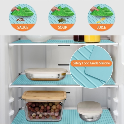 Fodere riutilizzabili in silicone per frigorifero, lavabili, antiscivolo, per l'organizzazione della cucina, protezioni per ripiani impermeabili e resistenti all'olio per armadi, cassetti e ripiani in vetro