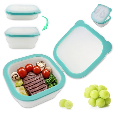 Contenitore per il pranzo in silicone riutilizzabile e pieghevole con chiusura ermetica a tenuta stagna – Senza BPA, per alimenti, adatto a microonde e congelatore, contenitore per la conservazione degli alimenti ecologico e durevole per la preparazione dei pasti, l'ufficio, la scuola