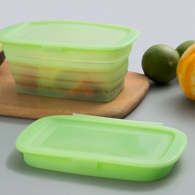 Scatola di pranzo quadrata in silicone puro ️ 100% di qualità alimentare, senza BPA, impermeabile, a microonde e congelatore contenitore riutilizzabile sicuro per la preparazione dei pasti, pranzo in ufficio, snack per bambini, campeggio e conservazione di alimenti ecologici
