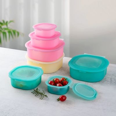 Set da 3 Contenitori Quadrati in Silicone per Alimenti – Adatti agli Alimenti, Senza BPA, Adatti a Microonde e Lavastoviglie, Coperchi a Tenuta Stagna, Design Impilabile Salvaspazio Ideale per la Preparazione di Pasti Sani, Lunchbox per Bambini
