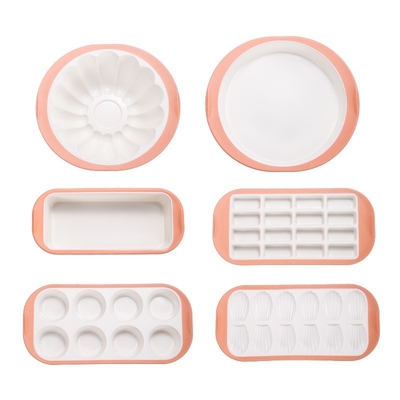 Un buon prezzo. Set di padelle da forno in silicone - 6PCS Set di prodotti da forno non appiccicosi impilabili con impugnatura e telaio rinforzato in metallo: padella rotonda, padella quadrata, padella panino e muffin in linea