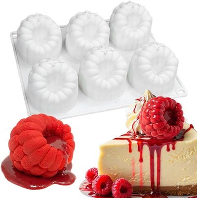 6 buchi lamponi Mousse Forme di torta di qualità alimentare Forme di silicone per la cottura 3D lamponi Pudding Cakes Forme di silicone Dessert Forme di cioccolato Rubus Forme di torta di frutta Strumenti di decorazione Forme di cottura antiaderenti