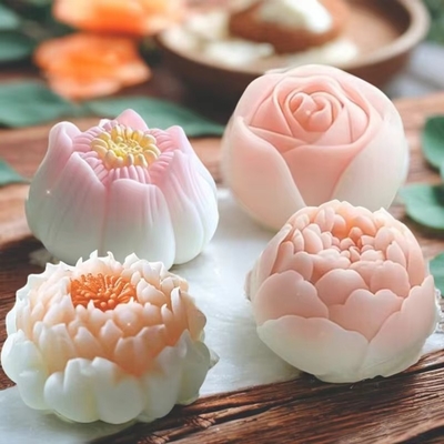 Un buon prezzo. Set da 2 stampi in silicone a forma di peonia per candele sapone resina Natale bianco in linea